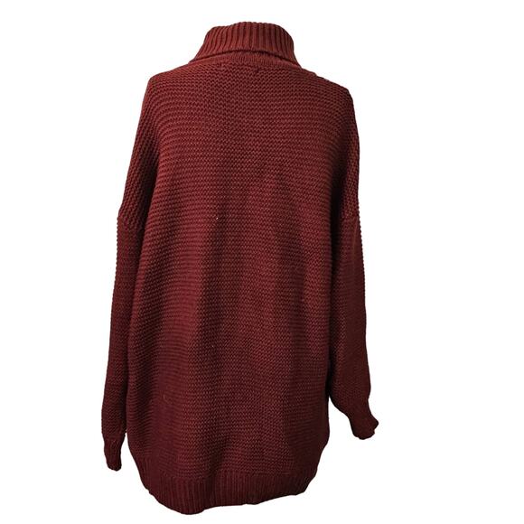 Red Oversized Turtleneck Sweater Size Medium - Picture 2 of 5
